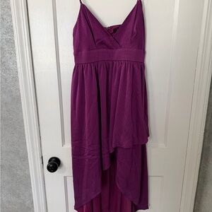 Lulu's Plum High-Low Spaghetti Strap Dress